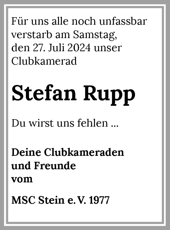 Traueranzeige von Stefan Rupp von GESAMT