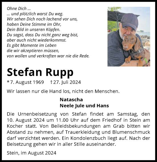 Traueranzeige von Stefan Rupp von GESAMT