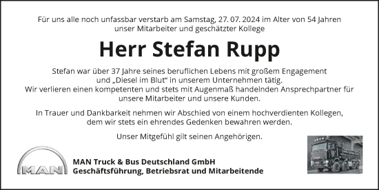 Traueranzeige von Stefan Rupp von GESAMT