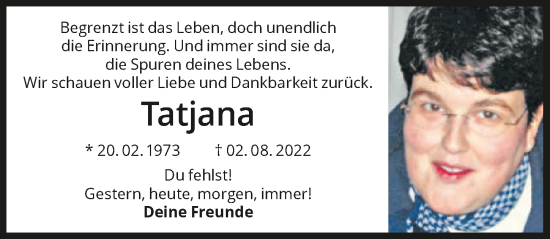 Traueranzeige von Tatjana Baier von GESAMT