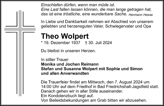 Traueranzeige von Theo Wolpert von GESAMT