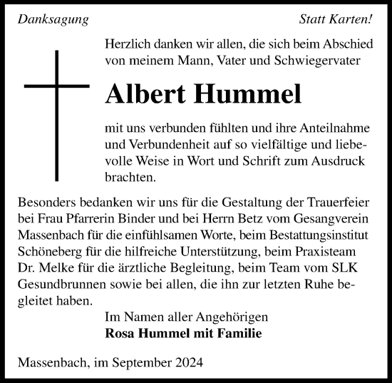 Traueranzeige von Albert Hummel von GESAMT