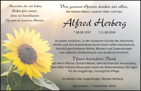 Traueranzeige von Alfred Herberg von GESAMT