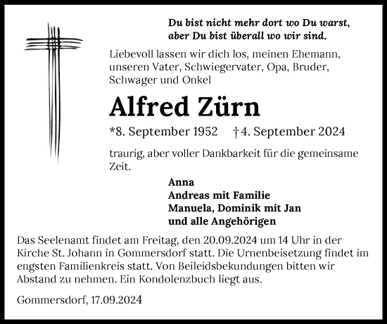 Traueranzeige von Alfred Zürn von GESAMT