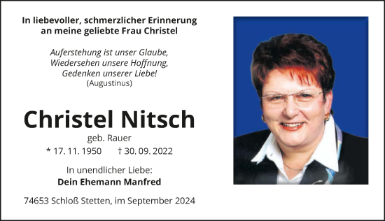 Traueranzeige von Christel Nitsch von GESAMT