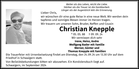 Traueranzeige von Christian Knepple von GESAMT