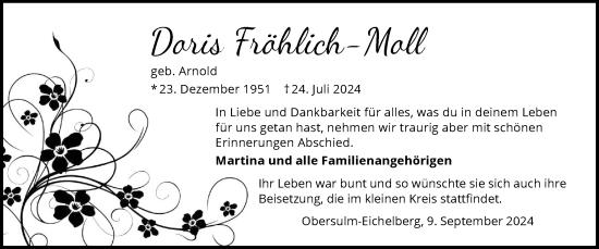 Traueranzeige von Doris Fröhlich-Moll von GESAMT