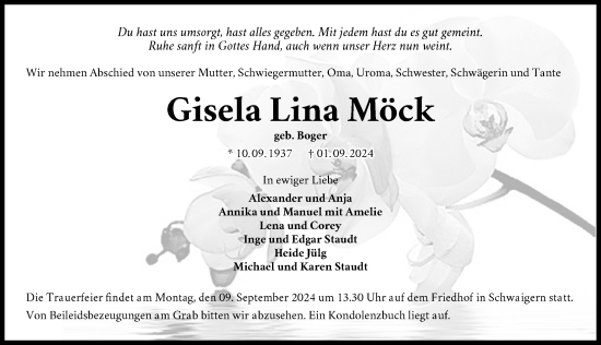 Traueranzeige von Gisela Lina Möck von GESAMT