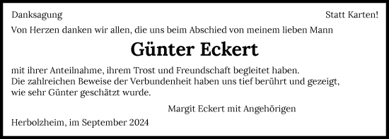 Traueranzeige von Günter Eckert von GESAMT