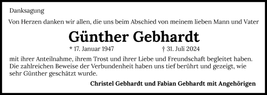 Traueranzeige von Günther Gebhardt von GESAMT