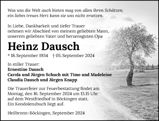 Traueranzeige von Heinz Dausch von GESAMT