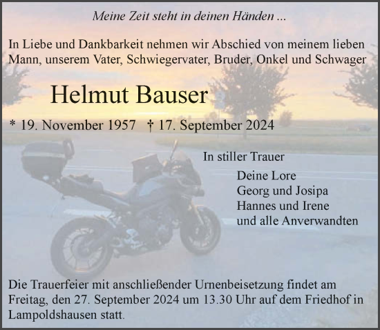 Traueranzeige von Helmut Bauser von GESAMT