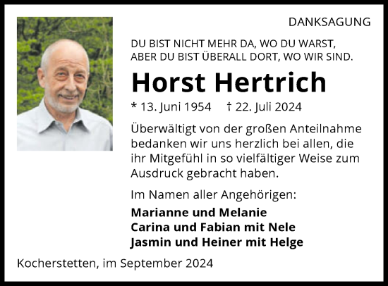 Traueranzeige von Horst Hertrich von GESAMT