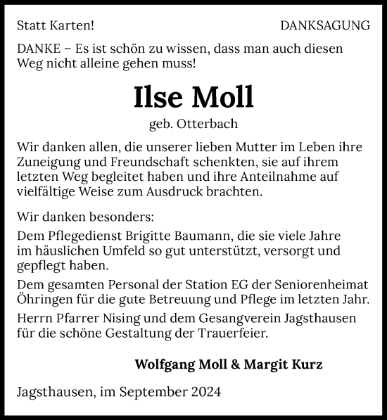 Traueranzeige von Ilse Moll von GESAMT