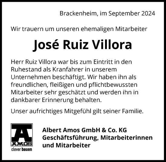 Traueranzeige von José Ruiz Villora von GESAMT