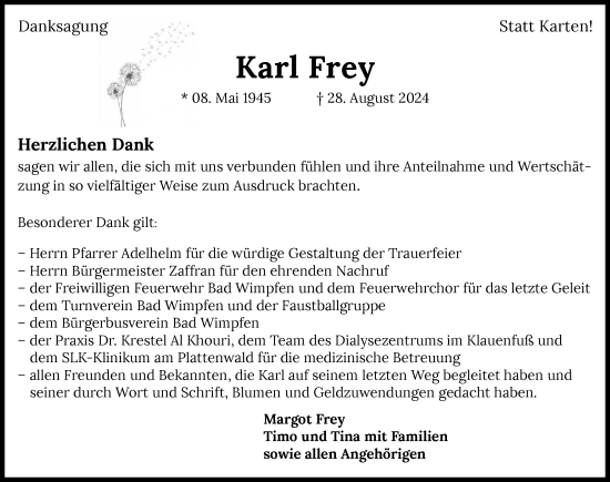 Traueranzeige von Karl Frey von GESAMT