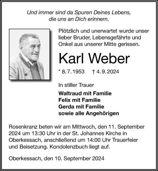 Traueranzeige von Karl Weber von GESAMT