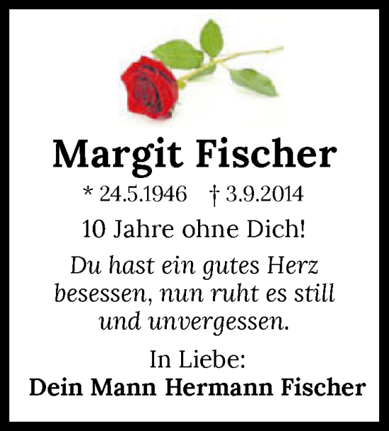 Traueranzeige von Margit Fischer von GESAMT