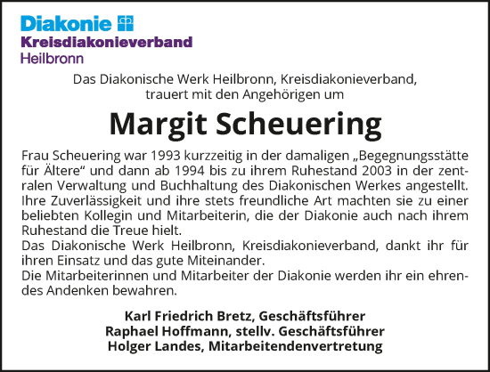 Traueranzeige von Margit Scheuering von GESAMT