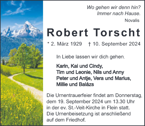 Traueranzeige von Robert Torscht von GESAMT