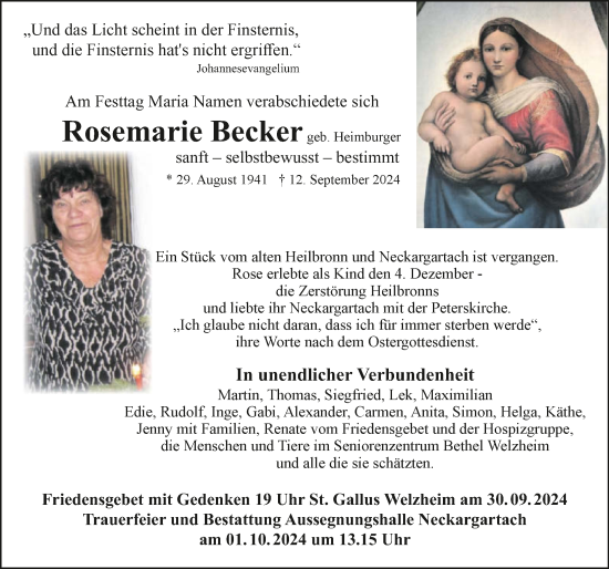 Traueranzeige von Rosemarie Becker von GESAMT