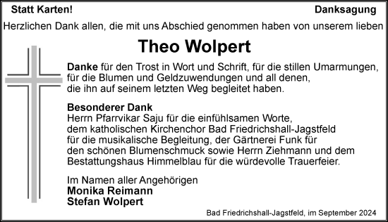 Traueranzeige von Theo Wolpert von GESAMT