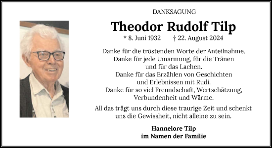 Traueranzeige von Theodor Rudolf Tilp von GESAMT