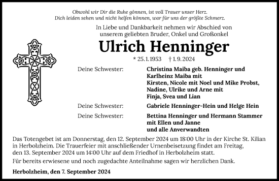 Traueranzeige von Ulrich Henninger von GESAMT