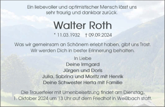 Traueranzeige von Walter Roth von GESAMT