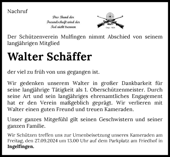 Traueranzeige von Walter SChäffer von GESAMT