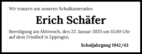 Traueranzeige von Erich Schäfer von GESAMT