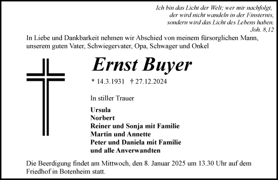 Traueranzeige von Ernst Buyer von GESAMT