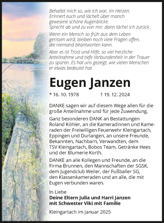 Traueranzeige von Eugen Janzen von GESAMT