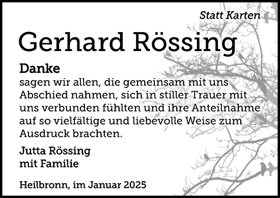 Traueranzeige von Gerhard Rössing von GESAMT