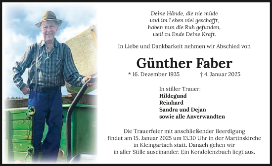 Traueranzeige von Günther Faber von GESAMT