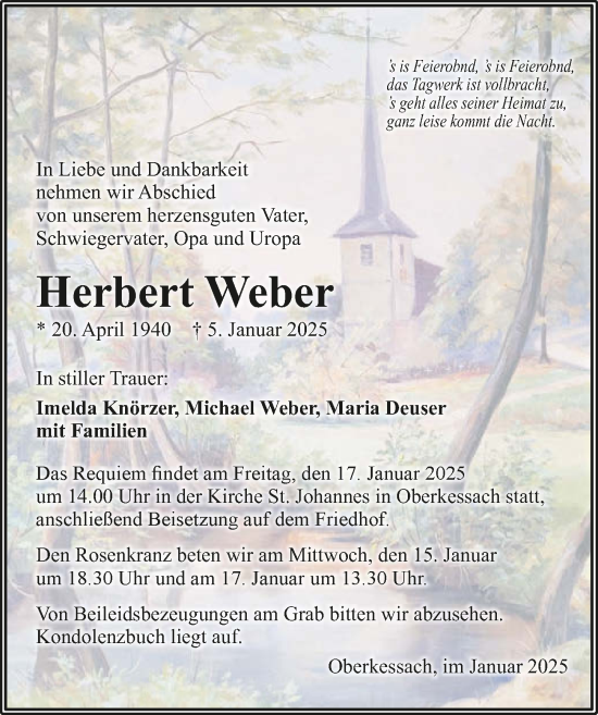 Traueranzeige von Herbert Weber von GESAMT