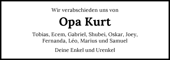 Traueranzeige von Kurt  von GESAMT