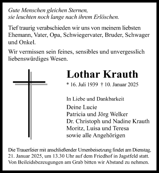 Traueranzeige von Lothar Krauth von GESAMT