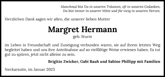 Traueranzeige von Margret Hermann von GESAMT